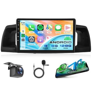 Imagem de Rimoody Rádio Automotivo 8 Núcleos 6G+128G Para Toyota Corolla Ex 2007-2012, Android 13 Estéreo, Carplay, Navegação Gps Automática, Tela Sensível Ao Toque De 9", Mirror Link, Wi-Fi, Dsp, Bluetooth F