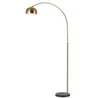 Imagem de Luminária de chão moderna com base de mármore e LED em formato de arco, ideal para sala de estar, leitura em quarto, escritório em casa ou canto.