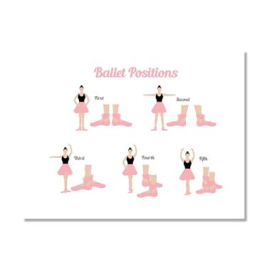 Imagem de Ballet Positions Dance Poster Ballerina Education Wall Art Prints Canvas Painting Pictures Ballet Studio Dance Room Home Decor (SKU3,50.8x71.1 cm = (50x70cm), sem moldura)