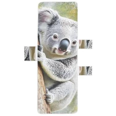 Imagem de Capa de toalha para cadeira de praia com urso coala pendurada animal com bolso superior ajustável grande espreguiçadeira de piscina 215,9 cm x 76,2 cm