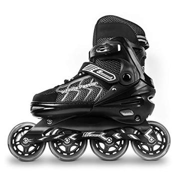 Imagem de Patins em linha ajustáveis MammyGol para adultos e adolescentes, patins de rolo seguros e duráveis com rodas gigantes, patins de alto desempenho para meninas e meninos, homens e mulheres, Preto, Large - Youth & Adult（6-9US）