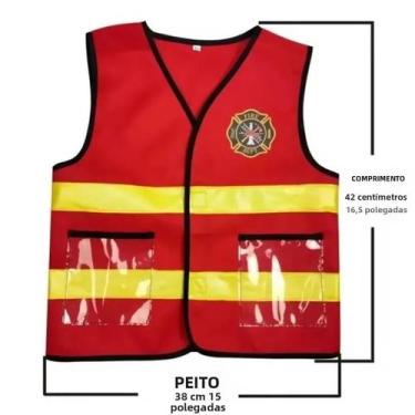 Imagem de Fantasia De Bombeiro Infantil Vermelha Com Kit De Capacete Para Menino