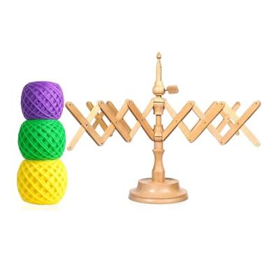 Imagem de Bhartiya Handicrafts Enrolador de fios Swift Guarda-chuva de madeira | Acessórios de tricô e crochê | Suporte Swift de fio de mesa - Ferramentas de enrolamento de tricô operadas à mão, enrolador de bola de lã (Swift Winder)