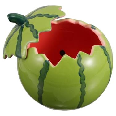 Imagem de Amosfun Linda tigela de cerâmica de melancia com tampa para sopa de ramen, lanches de arroz, comida vibrante, adereço de fotografia, prato decorativo fácil de limpar para ocasiões temáticas