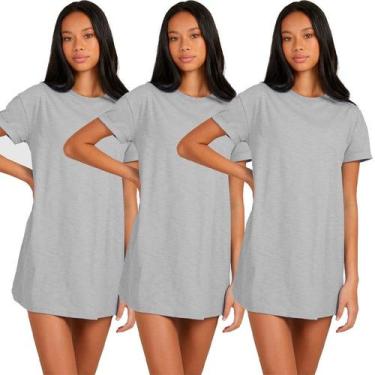Imagem de Kit 3 Vestido Camisetão Moda Básica Casa Slim Fitness Feminino - Sorti