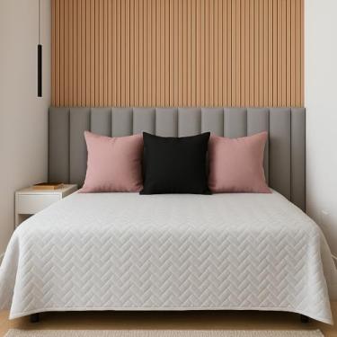 Imagem de Cabeceiras Estofadas Modular de Parede Autocolante Decorativa Queen King, Kit com 10 Peças (cinza claro)