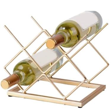 Imagem de Adega Dourada Aramado Colmeia Decorativo 5/Garrafas Empalhável