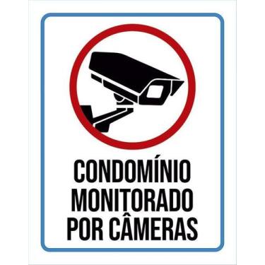 Imagem de Placa Sinalização Condomínio Monitorado Câmeras 27X35 - Sinalizo