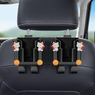 Imagem de 2 peças de suporte de copo de assento traseiro de carro de alta capacidade 4 em 1 organizador de encosto de assento com ganchos de encosto de cabeça, armazenamento multifuncional para acessórios de