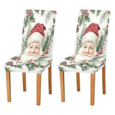 Imagem de SEHANY Conjunto de 2 capas de cadeira de gnomo de Papai Noel para sala de jantar, elástico, removível e lavável, para cozinha, hotel, festa, decoração de Natal