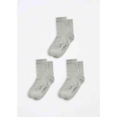 Imagem de Kit 3 Pares De Meia Masculino Cano Médio - hering, P, Cinza