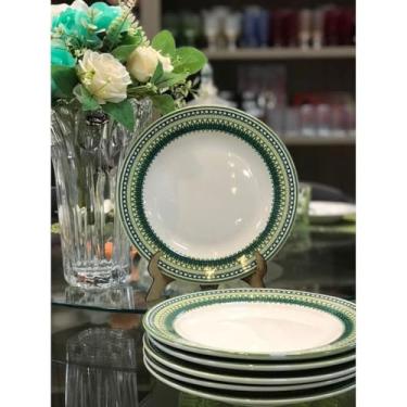 Imagem de Prato Fundo Jantar Decorado Louça Cerâmica Resistente Lindo Jogo com 12 Unidades Premium Biona 22cm (Campestre,6)
