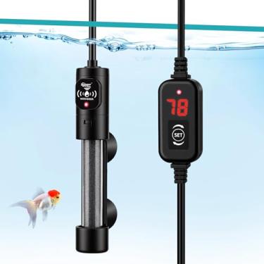 Imagem de hygger Aquecedor submersível de aquário, pequeno aquecedor de aquário ajustável com 2 ventosas, controlador de temperatura, proteção contra sobretemperatura fora da água para água salgada e doce (300W
