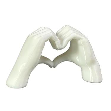 Imagem de 1 peça de escultura de mão 3D em forma de coração – Decoração de casa requintada de PLA para escritórios, pátios, desktops, balcões de bar e presente ideal para o dia dos namorados, Natal e muito mais