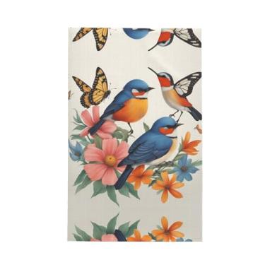 Imagem de XLLingL Pássaros, flores, borboleta, impressão, waffle, toalhas de cozinha, panos de prato de microfibra, para decoração e limpeza de cozinha - 1 peça