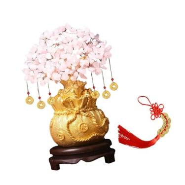 Imagem de Baoblaze Árvore da Fortuna Feng Shui Bonsai, Moeda Decorativa da Sorte para Pendurar na Mesa, Sala de Estar, Casa ou Loja, M Pink