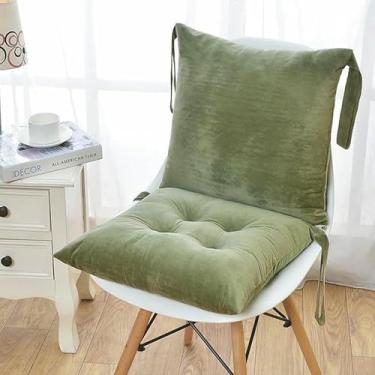 Imagem de Almofadas de cadeira em veludo cristal, almofadas de cadeira antiderrapantes de peça única com encosto removível e amarras, almofada de assento acolchoada para escritório e sala de jantar.