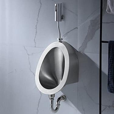 Imagem de pcagfaajmh Mictório de alta eficiência montado na parede para vaso sanitário, mictório de lavagem comercial de escritório doméstico com sensor válvula de descarga de mictório, restaurante de hotel