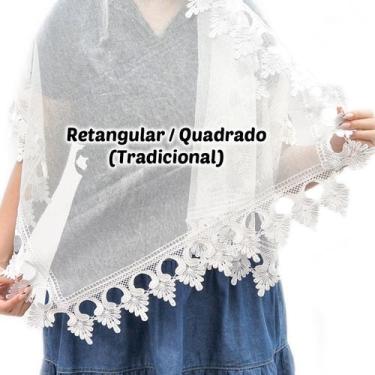 Imagem de Véu Ccb Congregação Cristã Renda Guipir Floral Adulto (Regina) - Centr