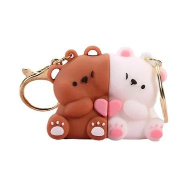 Imagem de Chaveiro Magnético De Resina Casal De Ursos Fofos, Pingente De Bolsa D