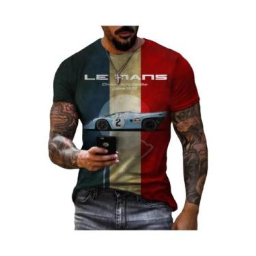 Imagem de Camiseta Masculina Retro Com Estampa De Carro Lemans, Casual De Verão,
