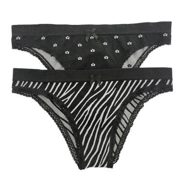 Imagem de Conjunto 2 calcinhas sem costura zebra/flores M basic +