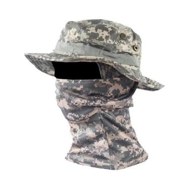Imagem de Chapéu De Balde Camuflado Masculino Com Aba Larga E Conjunto De Balacl