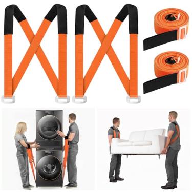 Imagem de Tiras de elevação com almofadas de esponja espessas, sistema de elevação e movimentação de ombro ajustável para 2 pessoas com segurança e facilidade para móveis, eletrodomésticos, colchões, objetos