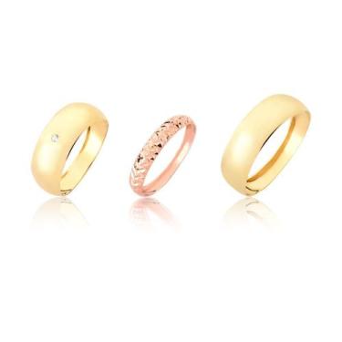 Imagem de par de alianças 7 mm de ouro 18k e aparador rosé ac19 - MAEHLER Arte E