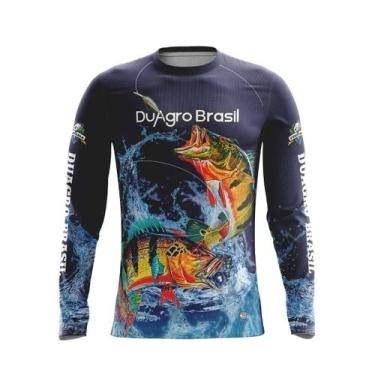 Imagem de Camiseta Térmica Sublimada Manga Longa Duagro Pescaria Tucunaré Azul S