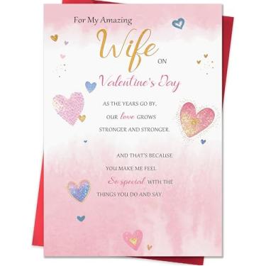 Imagem de Smithtuy Cartão de presente de dia dos namorados para esposa, cartões de dia dos namorados para esposa do marido, cartão romântico de dia dos namorados para ela com mensagem de amor doce