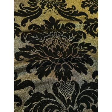 Imagem de Tecido Jacquard Lurex Preto e Dourado Medalhão - 2,80m de Largura - Ja