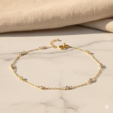 Imagem de Pulseira de Ouro 18k com Brilhinhos - Elegante e Sofisticada - no-bran