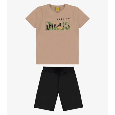 Imagem de Conjunto Infantil Camiseta com Bermuda Rovi Kids Marrom, 2, Marrom