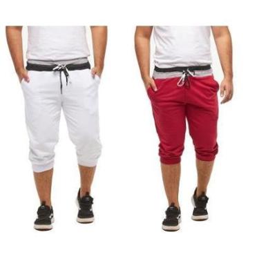 Imagem de Kit 02 Bermudas Masculina de Moletom Saruel Skinny a Pornta Entrega B1-Masculino