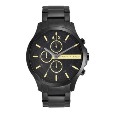 Imagem de A|X Armani Exchange Relógio cronógrafo masculino; relógio masculino com pulseira de couro, aço inoxidável ou silicone, Preto/dourado, Relógio de quartzo, cronógrafo