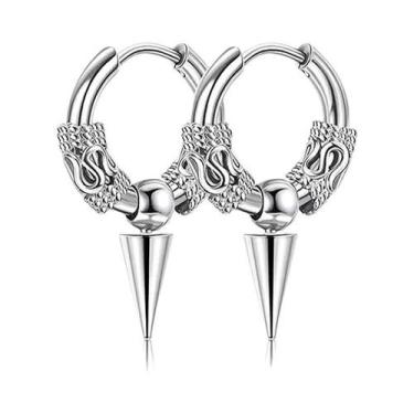 Imagem de Brincos De Argola Masculinos Punk Em Aço Inoxidável, Joias De Orelha G