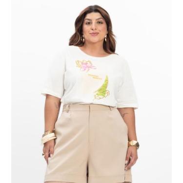 Imagem de Camiseta Feminina Plus Size Secret Glam Bege, Plus G2, Bege
