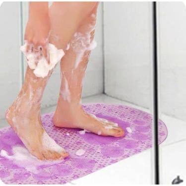 Imagem de Tapete Banheiro Oval Escorrega Pano Box Chão Pé Antiderrapante Carpete