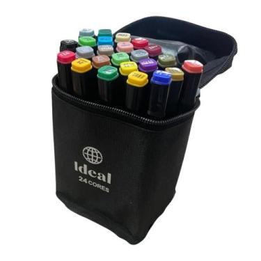 Imagem de Canetas Hidrográficas 24 Cores Marcadores Colorir Desenho Lettering Es