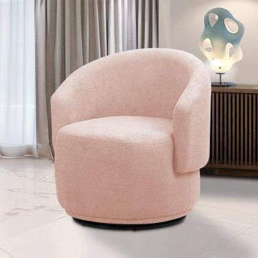 Imagem de Poltrona Decorativa Orgânica Giratória Névoa Bouclê Rosê E03 - D`rossi