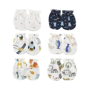 Imagem de Luvas De Algodão Para Bebês Recém-nascidos, 6 Pares, Estampas De Desen
