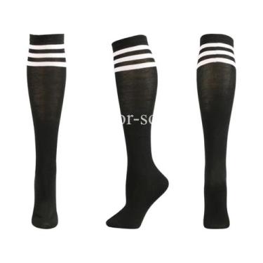 Imagem de Meias De Compressão Antiderrapantes Até O Joelho, Listradas, Para Fute