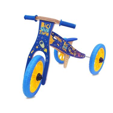 Imagem de Triciclo de Madeira 2 em 1 sem Pedal (vira Bicicleta de Equilíbrio) - Astronauta - Biciquetinha