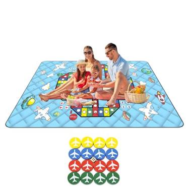 Imagem de Tapete de brincar ao ar livre para bebês | Cobertor de acampamento, tapete de xadrez, jogo de tabuleiro para família, leve, 3 camadas, portátil, para crianças, para acampamento, festival, piquenique