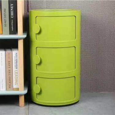 Imagem de Armário de banheiro pequeno – mesa de cabeceira redonda moderna com gavetas deslizantes, mesa de canto versátil para sala de estar, quarto e banheiro