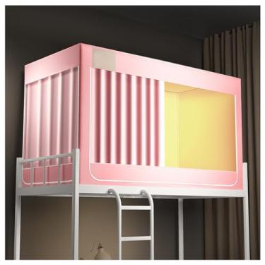 Imagem de Tenda de dossel de cama de 4 cantos, dossel de privacidade para beliche duplo com cortinas blackout, moldura de cortina de cama para dormitório, postes de dossel ajustáveis, capa de cama elegante para