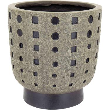 Imagem de Cachepô Resina 28x27x27cm Cinza Vaso Decorativo Enfeite Casa Planta