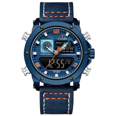 Imagem de Relógio Masculino De Exibição Dupla Esportivo Militar De Quartzo Impermeavel 3atm À Prova Da Água Azul