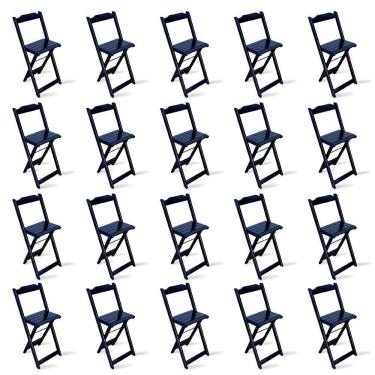 Imagem de Kit 20 Cadeiras Bistrô Dobrável Madeira Preta - Cor: Preto